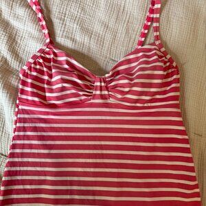 Lands End Tankini in Watermelon Colored Stripes, Size 10